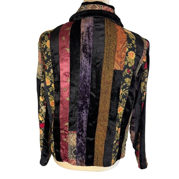 Coldwater Creek Jacket Womens Small Petite Black Patchwork Sequined Velvet - Picture 4 of 14